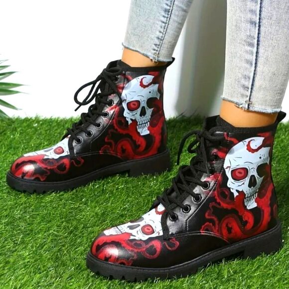 Ladie's punk rock combat boots sz 8 - Picture 2 of 8